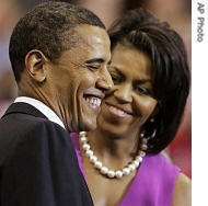 SENATOR OBAMA AND HIS WIFE IN THE MOMENT OF TRIUMPH, JUNE 3,2008