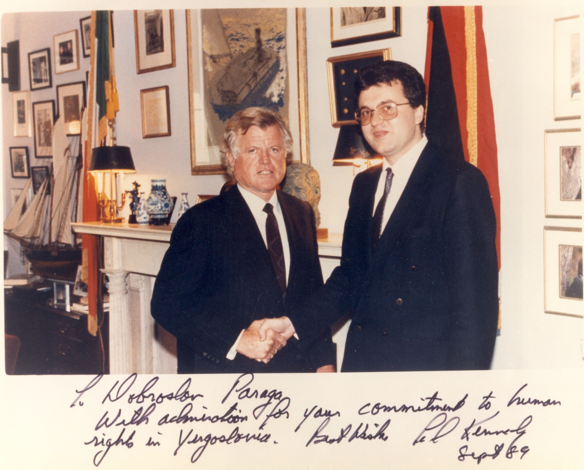 EDWARD KENNEDY US SENATOR AND DOBROSLAV PARAGA ON THE CAPITOL HILL